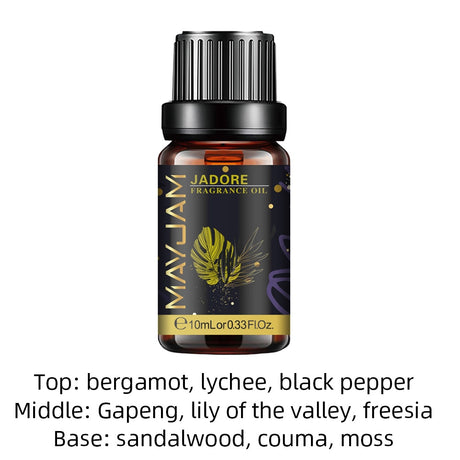 MAYJAM 10ml aroma oil bottle with White Musk, Coconut, Vanilla & Sea Breeze fragrance for DIY soap, candle, and home scent use.