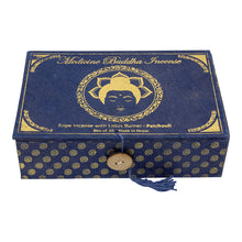 Medicine Buddha Incense 30 Ropes Patchouli with Lotus holder for meditation, yoga, and mindful relaxation.