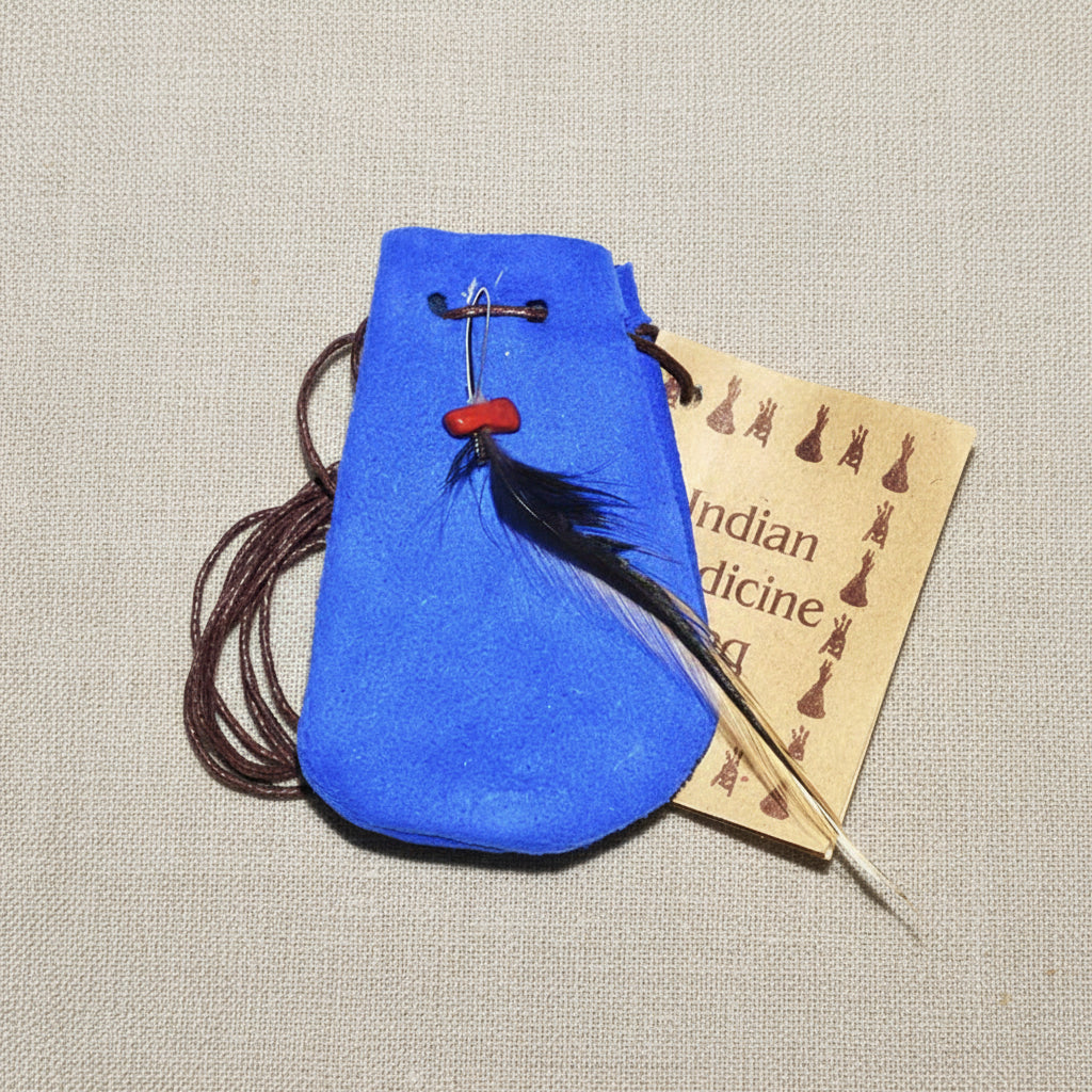 Blue Medicine Dream Bag pouch for dreamwork, protection charms, and carrying ritual items.