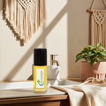 Meditation Body Oil bottle — calming lavender herbal blend, for meditation, yoga, and pre-sleep aromatherapy.