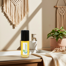 Meditation Body Oil bottle — calming lavender herbal blend, for meditation, yoga, and pre-sleep aromatherapy.