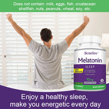 Bcuelov Melatonin 10mg Sleep Support capsules bottle for supporting sleep wellness, calming nighttime routines, and bedtime use.