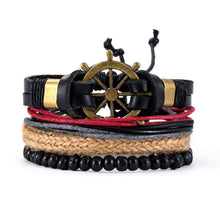 Men’s braided faux leather bracelet set for fashion wear, wrist styling, and daily accessory use.