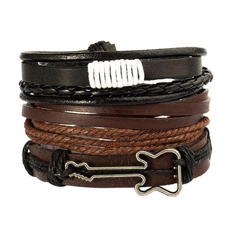 Men’s braided leather accessory bracelet pack for casual dressing, wrist fashion, and daily styling use.