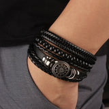 Men’s braided leather bracelet stack set for daily fashion wear, wrist styling, and modern accessory use.