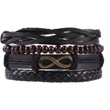 Men’s braided leather stackable bracelets set for layered wrist fashion, casual styling, and everyday wear.