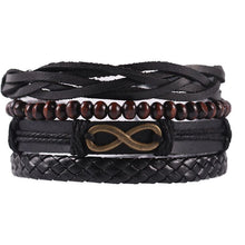 Men’s braided leather stackable bracelets set for layered wrist fashion, casual styling, and everyday wear.