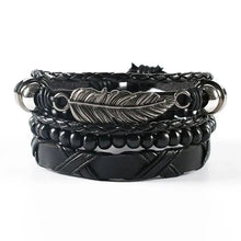 Men’s braided leather wristband set for casual wear, wrist fashion, and daily accessory use.