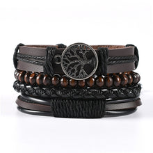 Men’s casual vintage leather tribal bracelet bundle with layered bands for daily accessorizing, streetwear, and relaxed outfits.