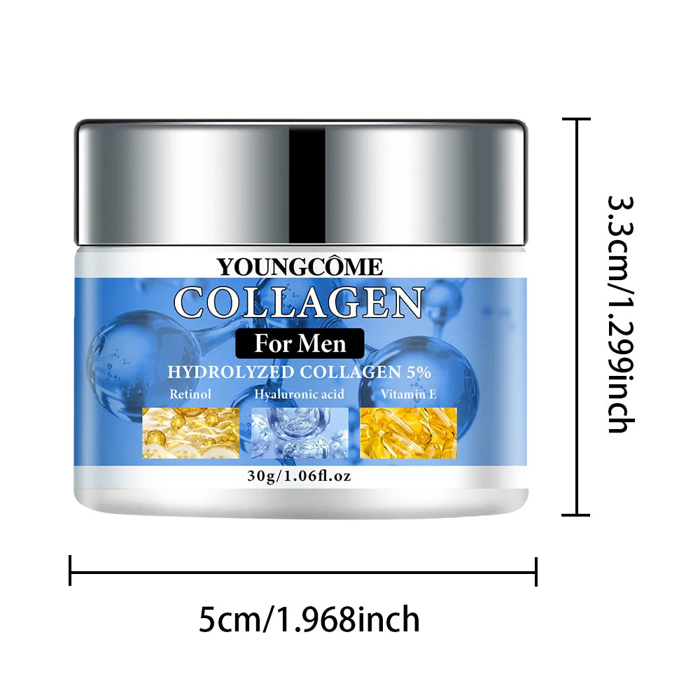 Men’s facial anti-aging moisturizing cream for wrinkle care, skin softening, and routine face hydration.
