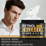 Men’s Retinol Collagen Face Cream moisturizer jar for hydrating skin, smoothing wrinkles, and daily facial care.