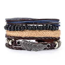 Men’s rugged braided leather bracelet set for everyday outfits, casual styling, and masculine accessory wear.