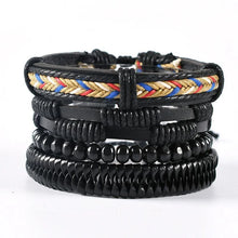 Men’s trendy braided leather bracelets set for modern outfit styling, casual wear, and layered wrist accessory use.