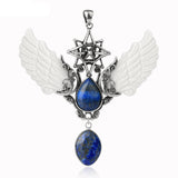 Merkaba Angel Wing teardrop pendant necklace for symbolic jewelry wear, dressy styling, and special occasion gifting.