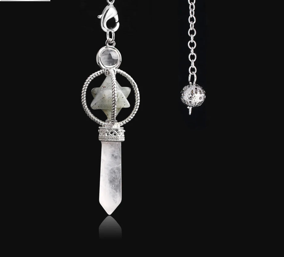 Merkaba Natural Stone Dowsing Crystal Pendulum for dowsing, divination, and energy work.