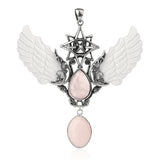 Merkaba sacred geometry Angel Wing necklace pendant for spiritual jewelry collections, meditation-inspired wear, and daily fashion use.