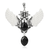 Merkaba Water Drop winged pendant necklace for spiritual-inspired jewelry wear, layered styling, and personal accessory use.