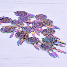 Metal Rainbow Dreamcatcher charms for pendant making, keychain crafting, and creative jewelry designs.