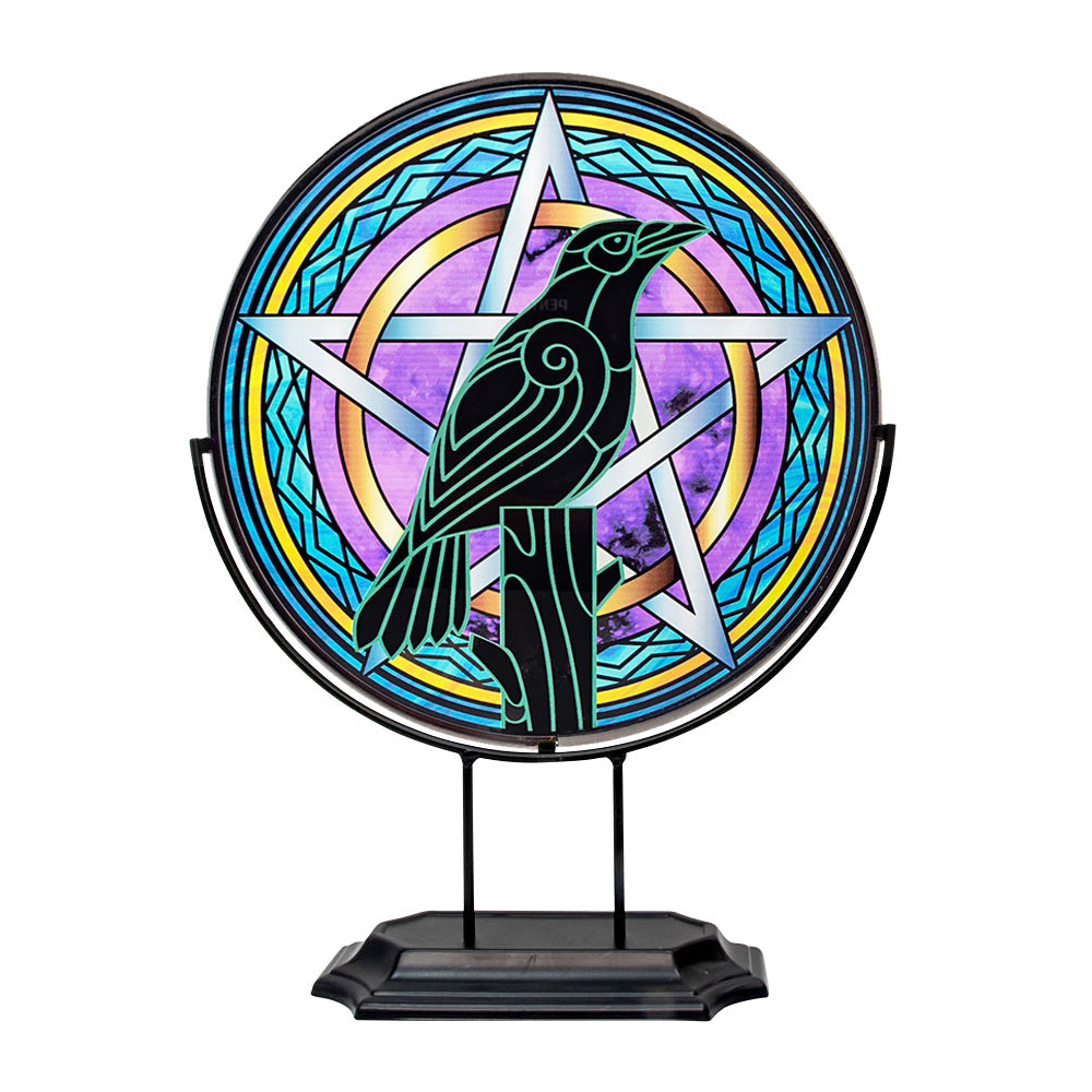 Metal stand for glass suncatchers tabletop display base for window and shelf styling.