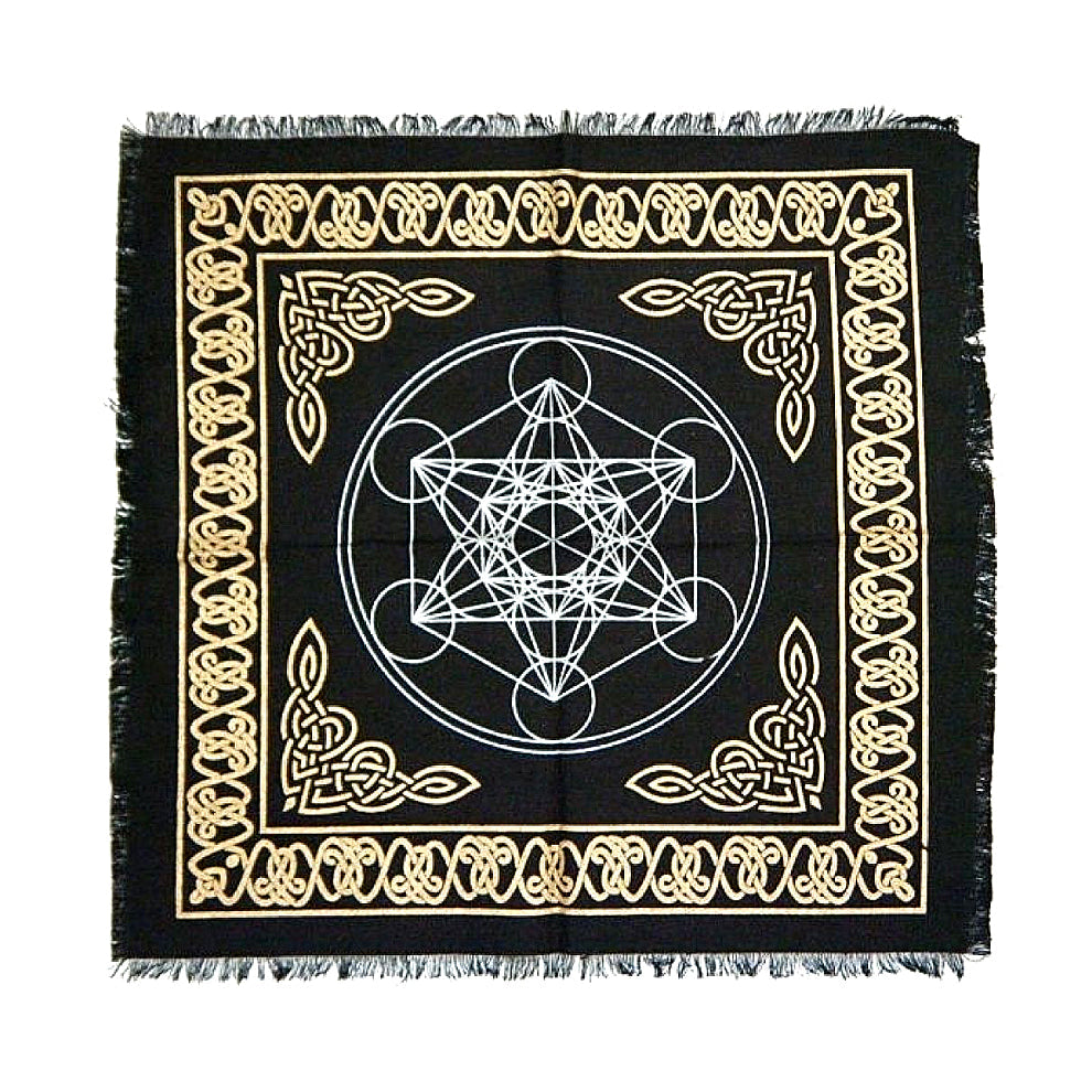 Metatron's Cube altar cloth 18 by 18 inches for tarot readings, altar setup, and sacred geometry ritual display.