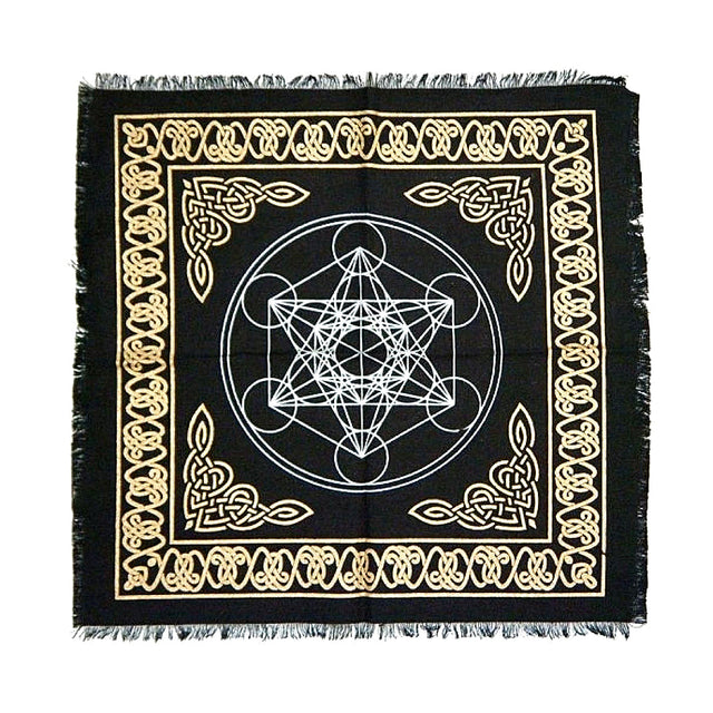 Metatron's Cube altar cloth 18 by 18 inches for tarot readings, altar setup, and sacred geometry ritual display.