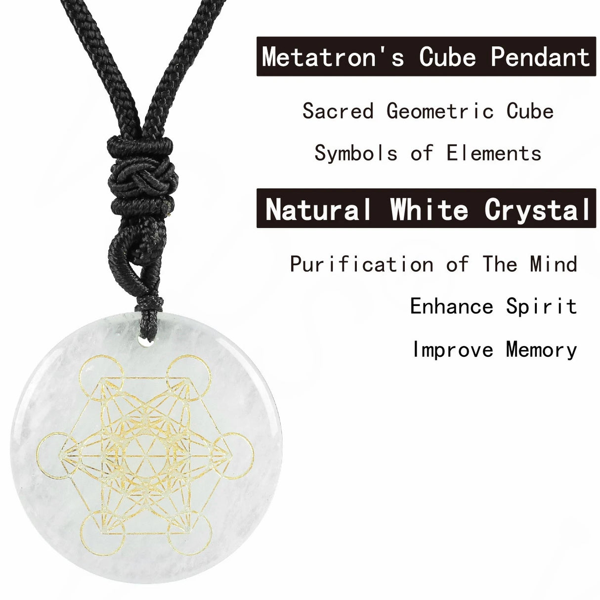 Metatron’s Cube crystal stone pendant necklace for holistic healing, mindfulness, and metaphysical accessory use.