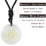 Metatron’s Cube crystal stone pendant necklace for holistic healing, mindfulness, and metaphysical accessory use.