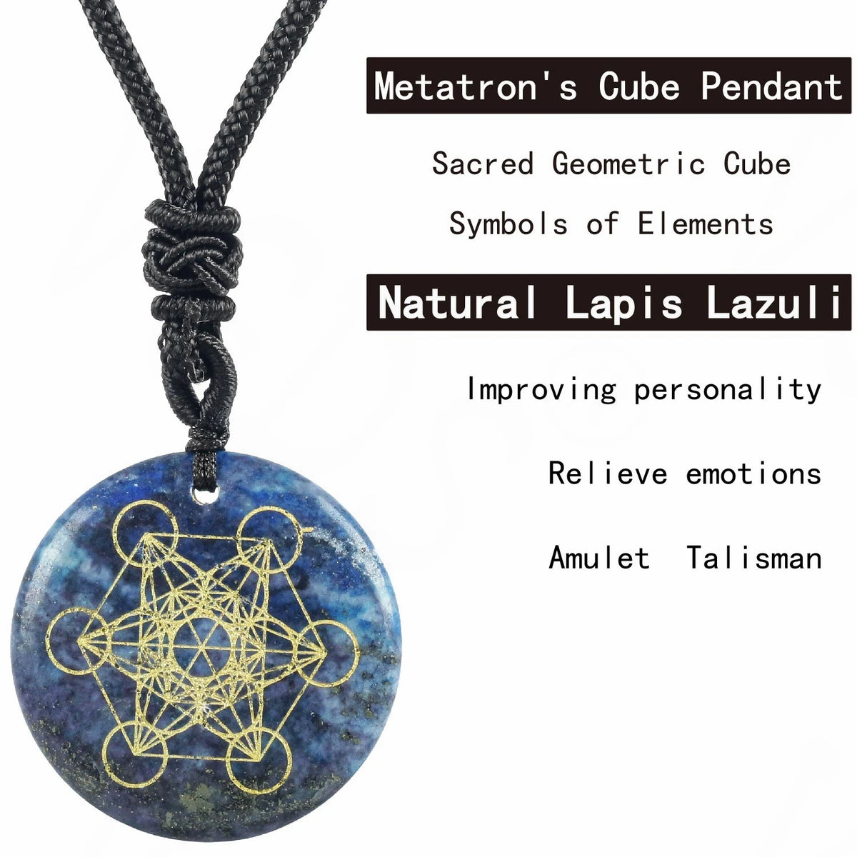 Metatron's Cube natural gem pendant for energy cleansing, metaphysical practice, and holistic wellness use.