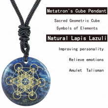 Metatron's Cube natural gem pendant for energy cleansing, metaphysical practice, and holistic wellness use.