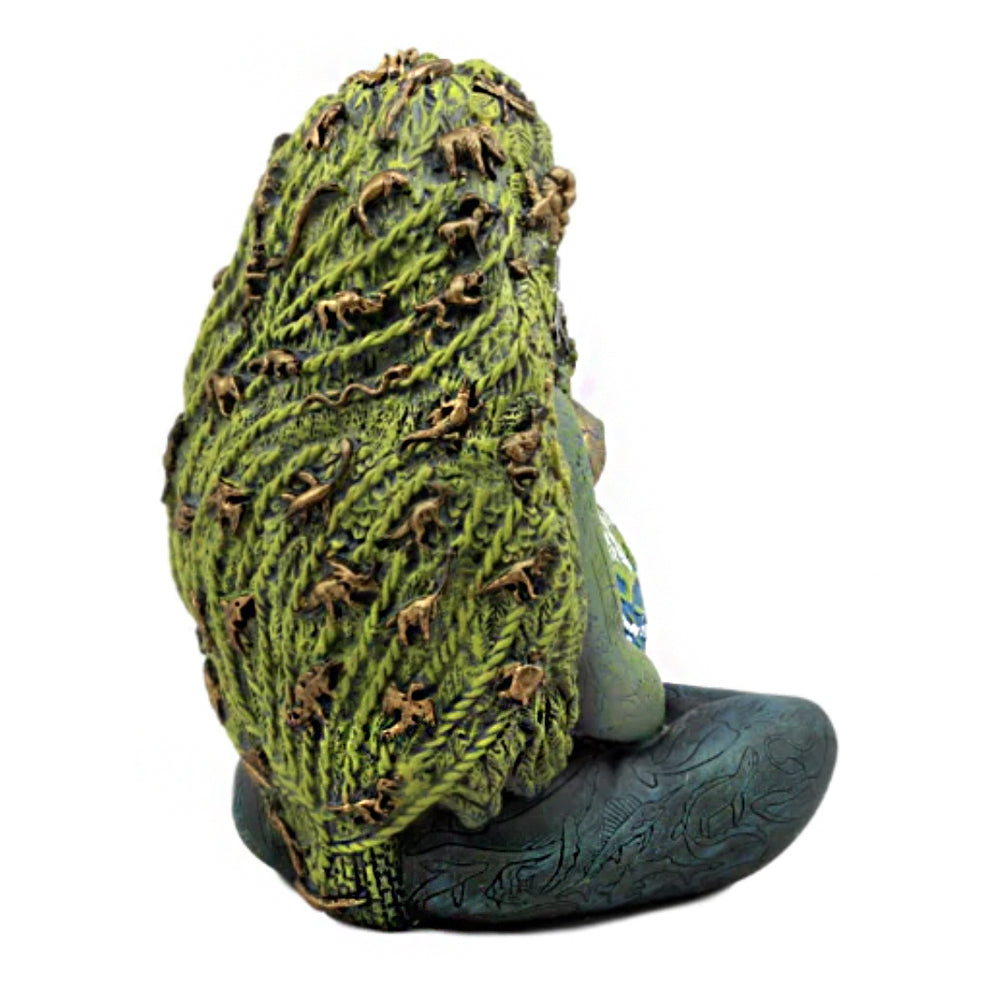 Millennial Gaia statue resin figurine for tabletop decoration, sacred space styling, and gift display.