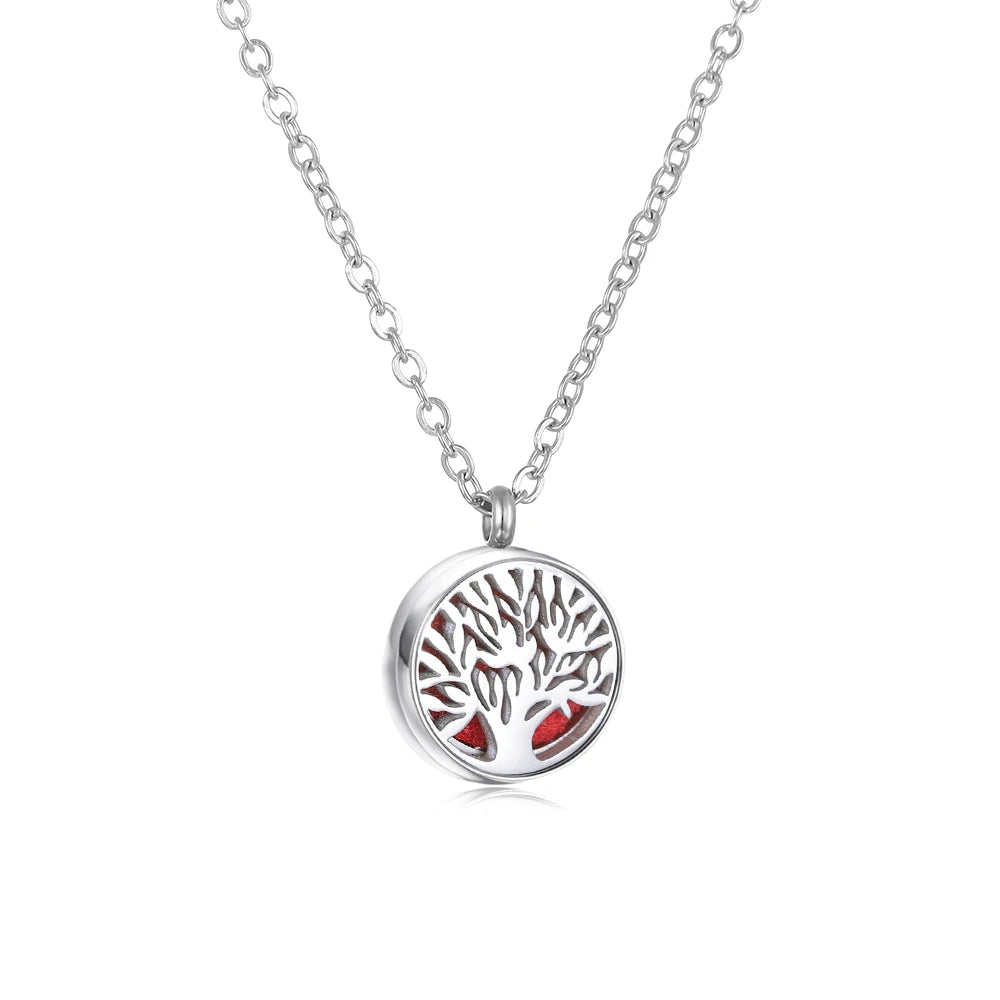 Mini Tree Flower Aromatherapy Locket necklace for carrying essential oils for personal fragrance and daily balance.