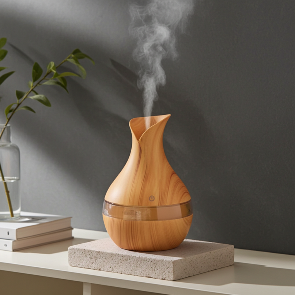 Mini Atomization Humidifier with changing LED lights for adding moisture to dry air and everyday room comfort.