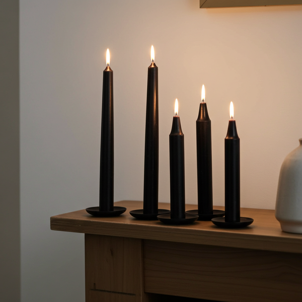Mini Ritual Candle Black set of 4 small ritual candles for spell work, meditation, altar use, and spiritual ceremonies.