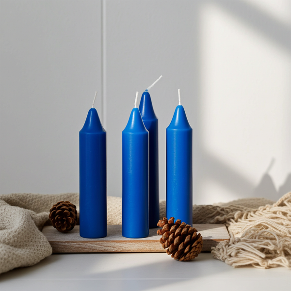 Mini Ritual Candle blue set of 4 taper candles for prayer, meditation, and spiritual ritual use.
