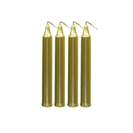 Mini Ritual Candle Gold set of 4 taper candles for ritual work, altar use, and spiritual ceremonies.