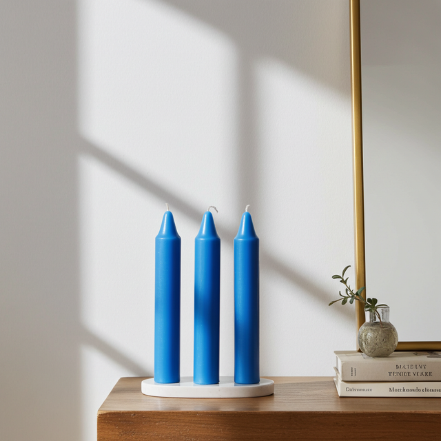 Mini Ritual Candle light blue set of 4 candle set for prayer, altar rituals, and spiritual use.