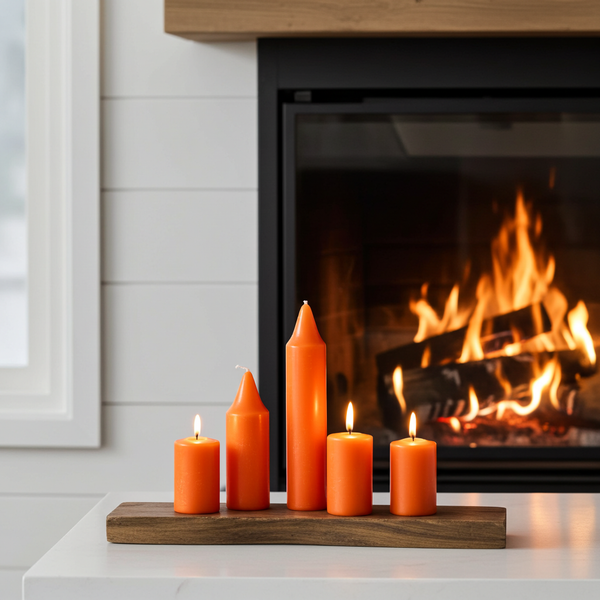 Mini Ritual Candle orange set of 4 taper candles for prayer, altar rituals, and spiritual candle work.