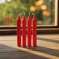 Mini Ritual Candle Red set of 4 taper candles for prayer, ritual work, and spiritual altar use.