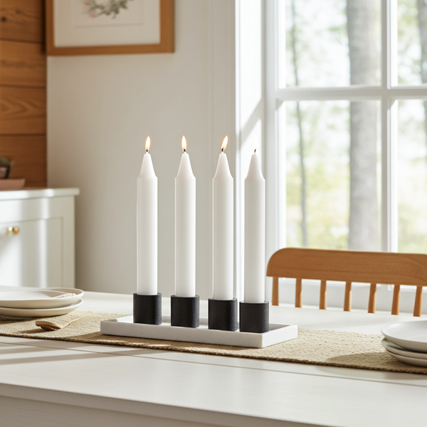 Mini Ritual Candle white candle set of 4 for prayer, meditation, and spiritual ritual use.
