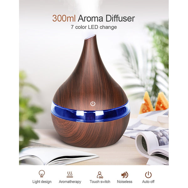 Mini USB Cool Mist Aroma Diffuser & Humidifier device for aromatherapy, air moisture, and personal space comfort.