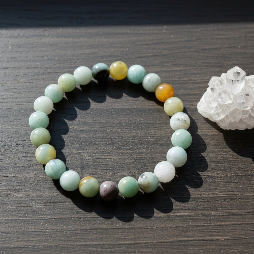Mixed Amazonite elastic bracelet with 8mm round beads
