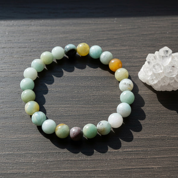 Mixed Amazonite elastic bracelet with 8mm round beads