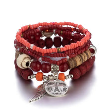 Mixed bead boho Tree of Life bracelet stack for layering with outfits, casual accessorizing, and daily wristwear.