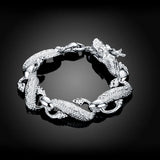 Modern sterling silver square-link bracelet for clean contemporary looks, daily wear, and stacking with other silver jewelry.