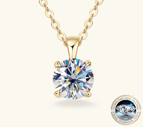 Moissanite four-prong necklace pendant for elegant daily wear, gifting, and special occasion styling.