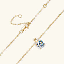 Moissanite solitaire four-prong necklace with pendant setting for bridal styling, anniversaries, and classic everyday wear.