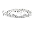 Moissanite tennis bracelet in sterling silver for formal styling, bridal wear, and daily luxury accessorizing.