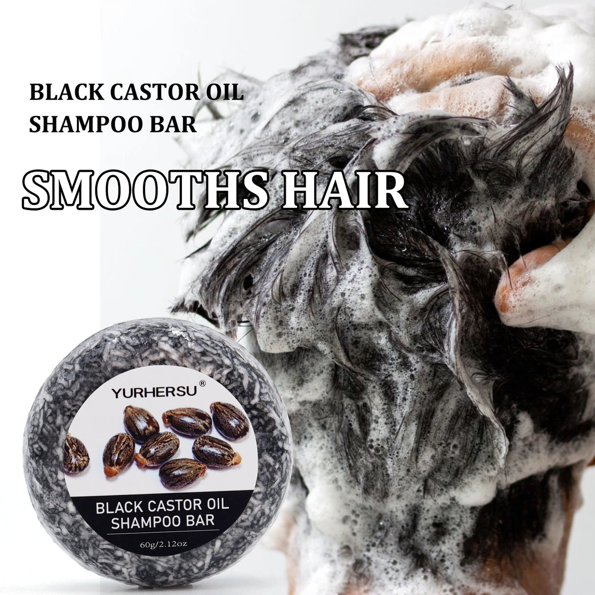 Moisturizing Black Castor Oil shampoo bar for hair cleansing, scalp comfort, and dry hair care.