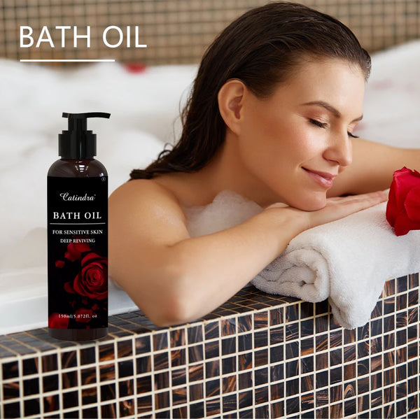 Moisturizing Exfoliating Bath Oil bottle for softening skin, gentle exfoliation, and nourishing bath use.
