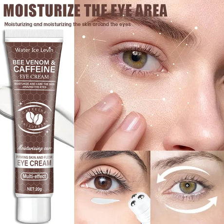 Natural caffeine firming eye cream jar for moisturizing the eye area and improving skin elasticity around the eyes.